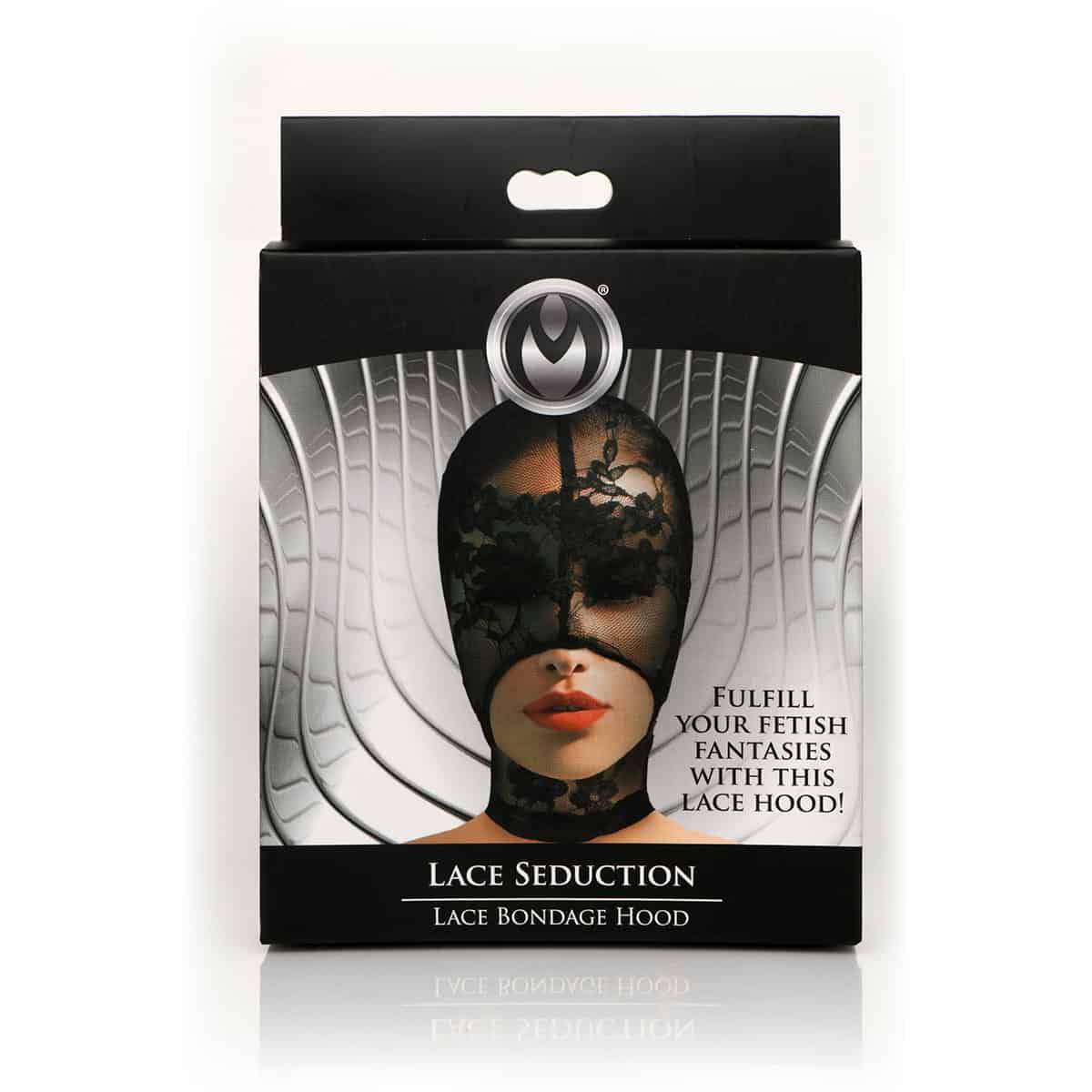 Try wearing this Lace Seduction Bondage Hood sexy mask made by XR Brands at herVibrators.com now.