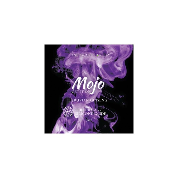 A top choice for Vegans, MOJO Peruvian Ginseng Silicone Performance Glide 3ml Foil SINGLE personal vegan lubricant by Intimate Earth is for sale at herVibrators.com.