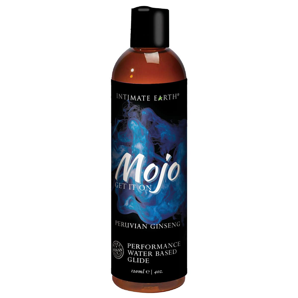 A top choice for Vegans, MOJO Peruvian Ginseng Water Based Performance Glide 4oz/120ml personal vegan lubricant by Intimate Earth is for sale at herVibrators.com.