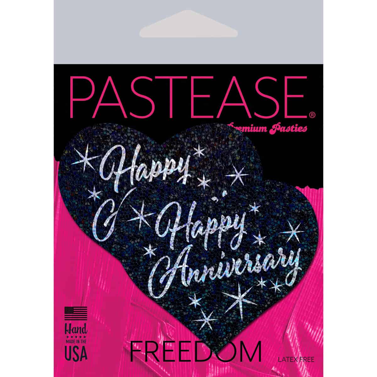 Wearing Pastease Happy Anniversary Hearts Black nipples covers by Pastease can be fun and sexy!