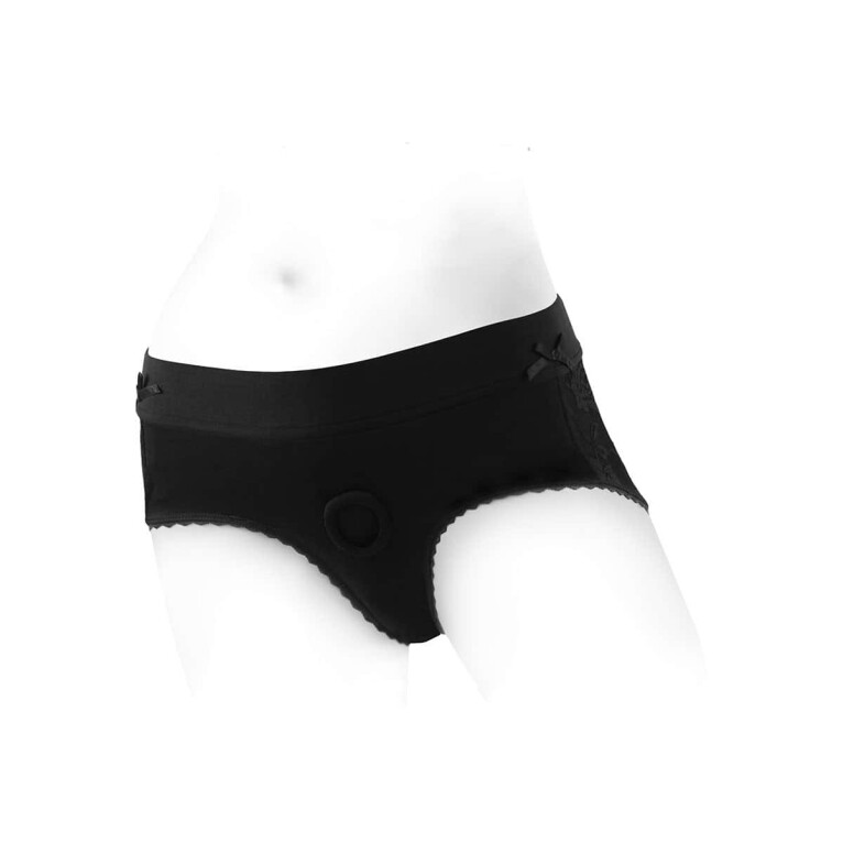 Best SpareParts Bella Harness Black/Black Nylon - Small dildo panties made by SpareParts HardWear on sale at herVibrators.com