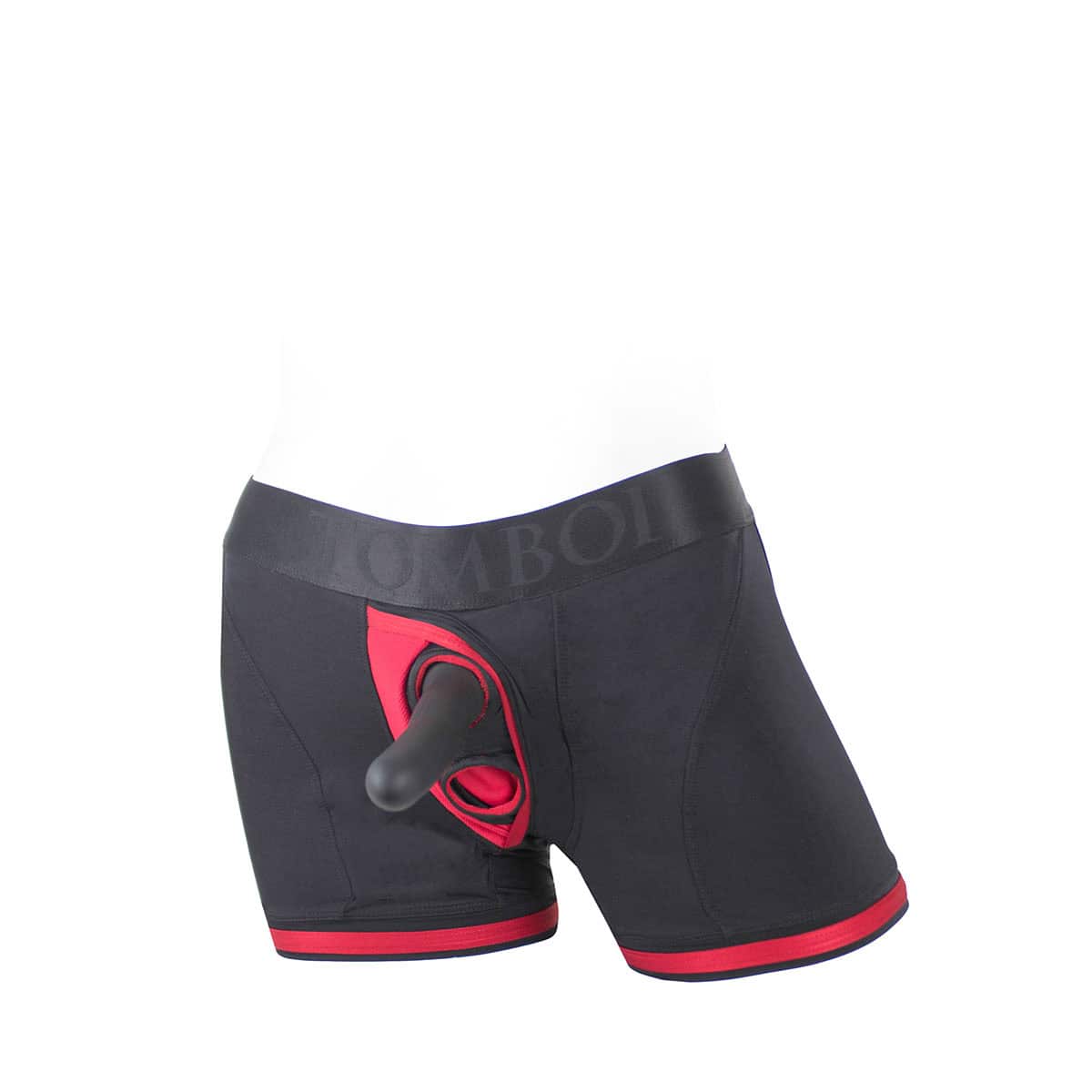 Best SpareParts Tomboii Black/Red Nylon - Large dildo panties made by SpareParts HardWear on sale at herVibrators.com
