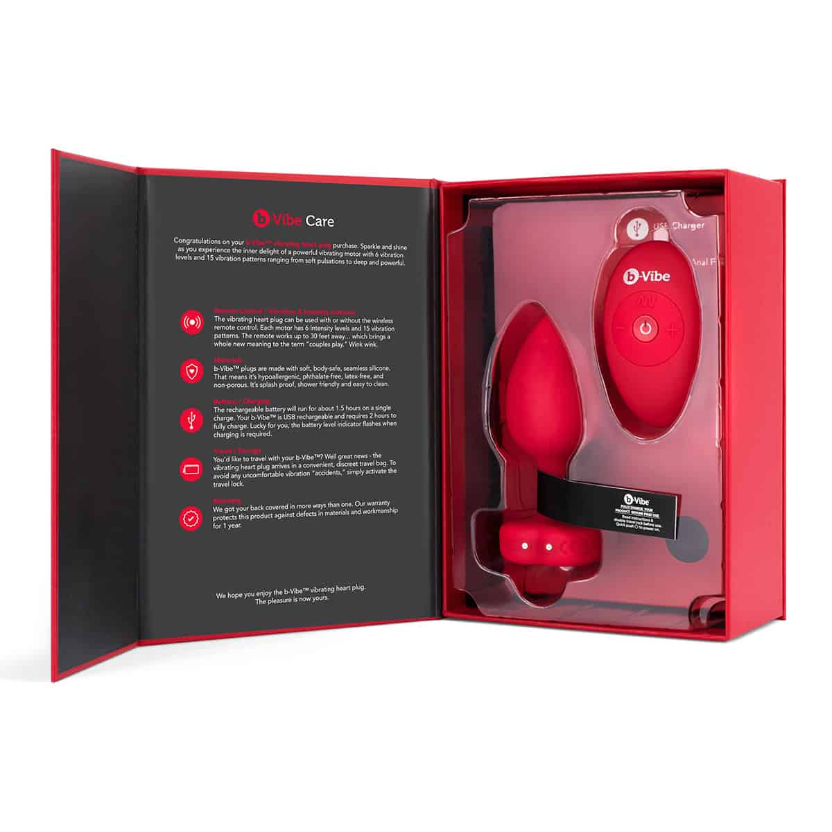 Buy a B-Vibe Vibrating Heart Plug Medium-Large  Scarlet Ruby vibrator.