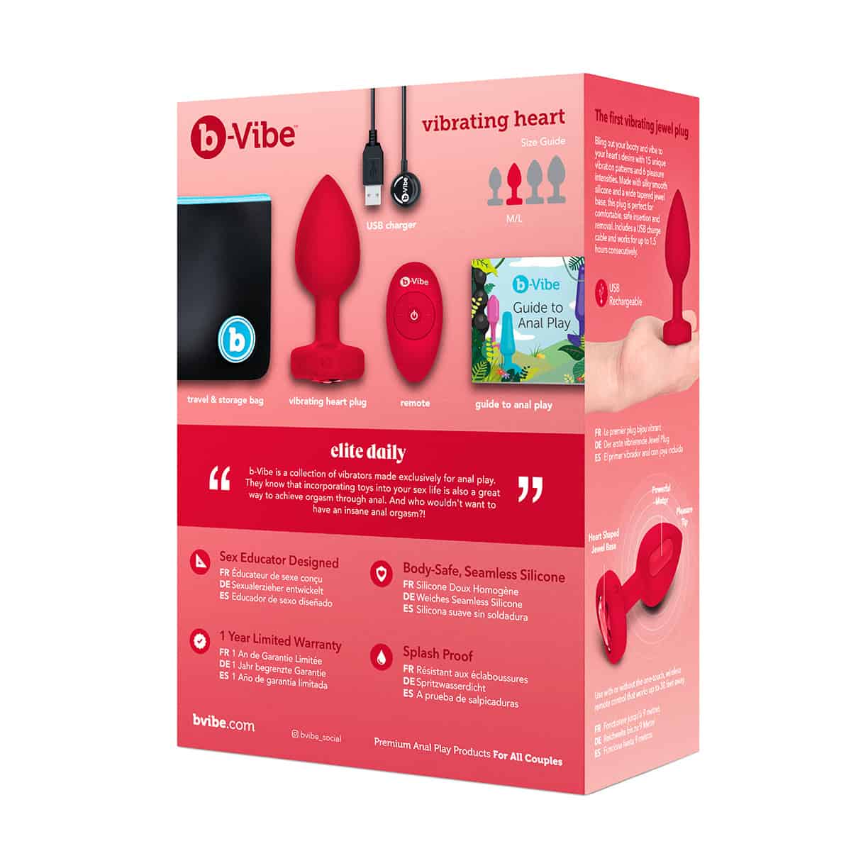 Buy a B-Vibe Vibrating Heart Plug Medium-Large  Scarlet Ruby vibrator.