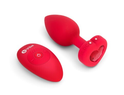 Buy a b-vibe vibrating heart plug medium-large  scarlet ruby vibrator.