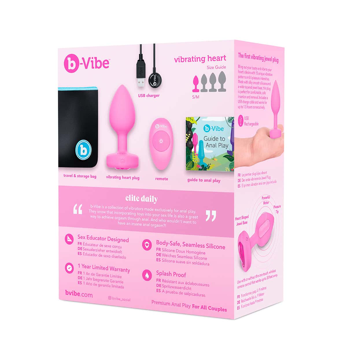 Buy a B-Vibe Vibrating Heart Plug Small-Medium  Pink Topaz vibrator.