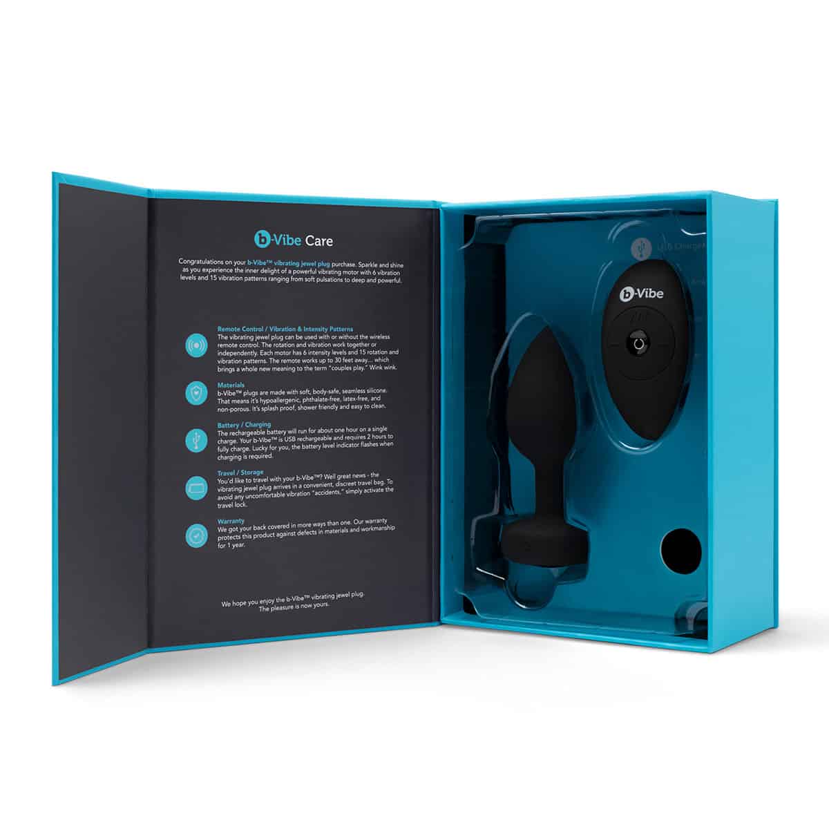 Buy a B-Vibe Vibrating Jewel Plug Medium-Large  Black vibrator.