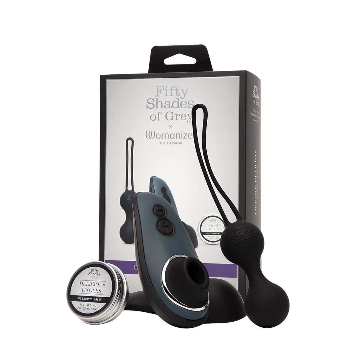 Buy Fifty Shades X Womanizer Desire Blooms 3pc Gift kegel exercise device for pelvic floor muscle strengthening.