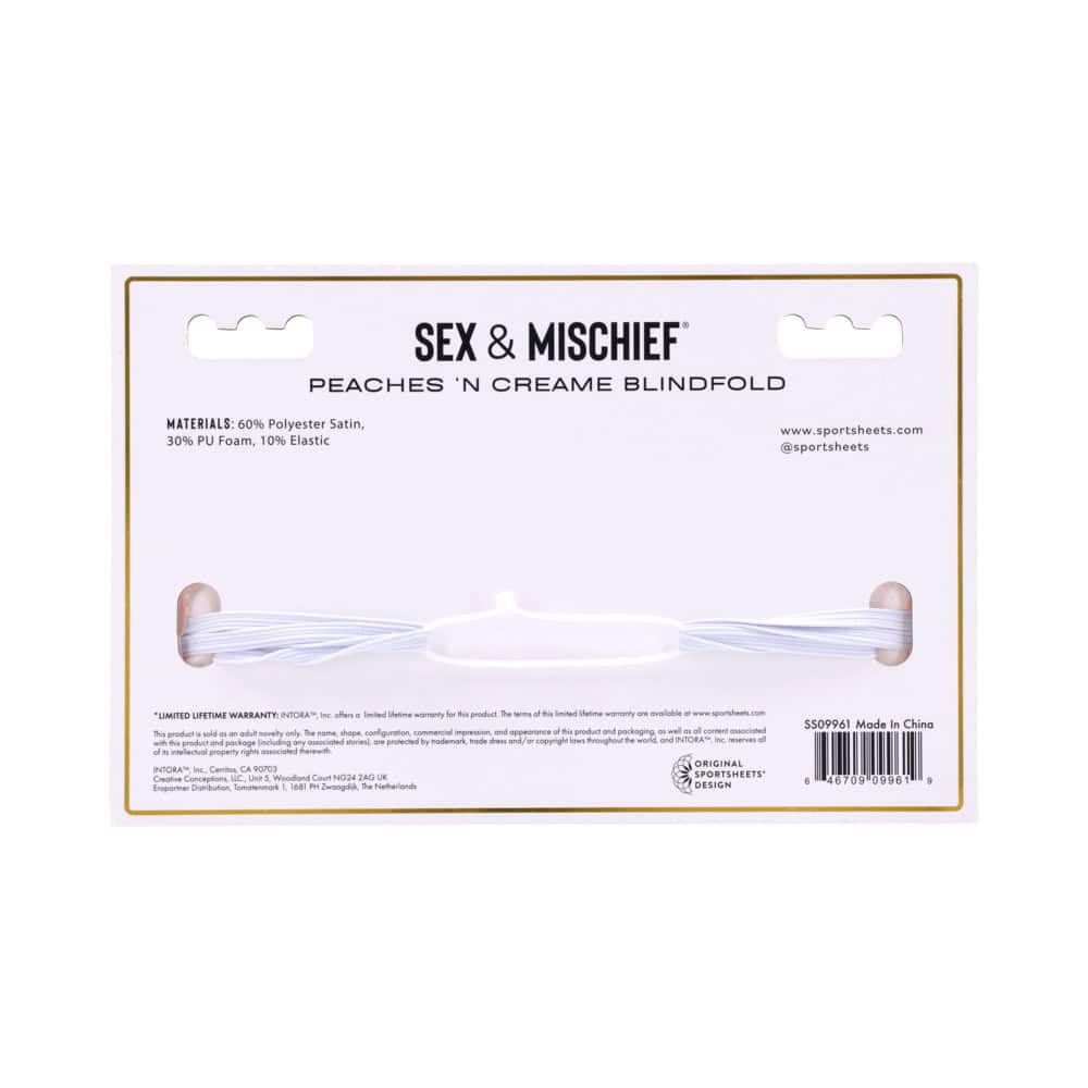 Buy  Sportsheets Sex   and  Mischief Peaches n CreaMe Blindfold book for her.