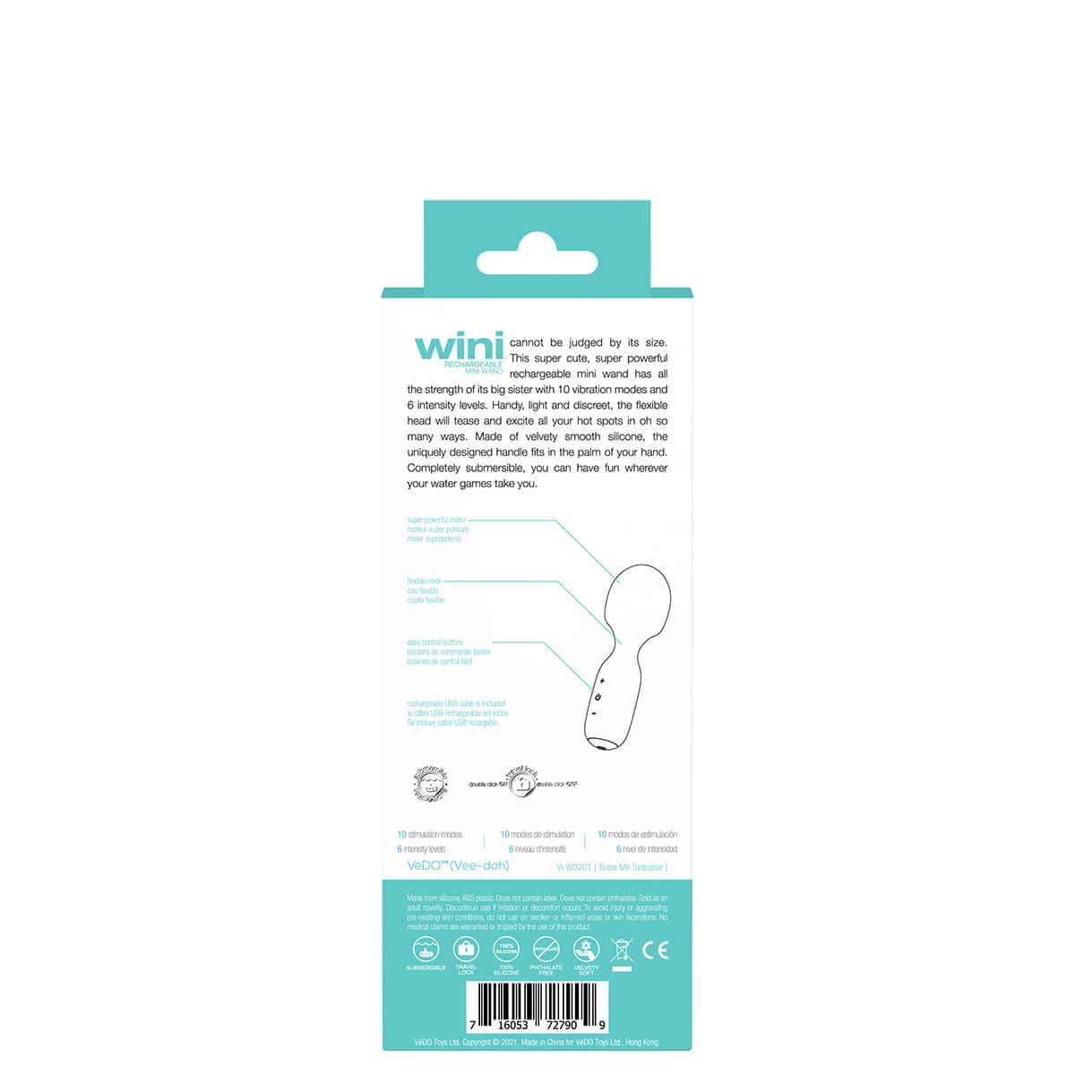Buy a VeDO Wini Mini Wand  Turquoise vibrator.