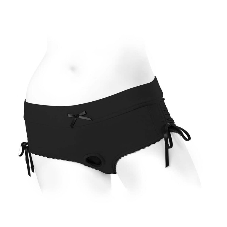Best SpareParts Sasha Harness Black/Black Nylon - XL dildo panties made by SpareParts HardWear on sale at herVibrators.com
