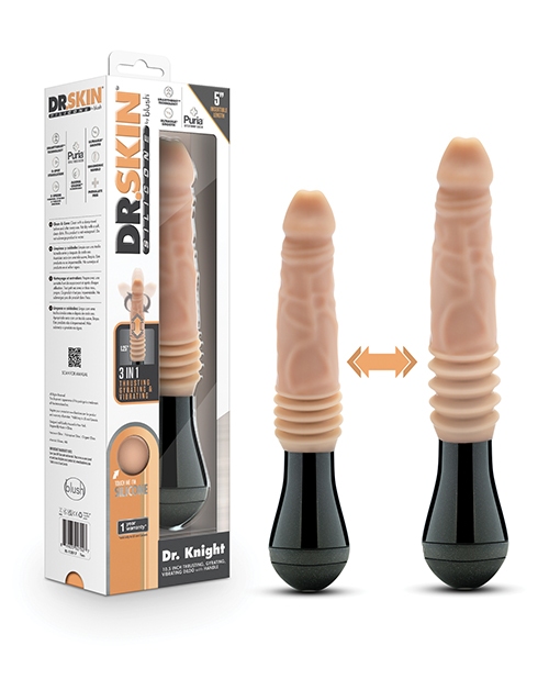 Shop Blush Dr. Skin Silicone Dr. Knight Thrusting Gyrating Vibrating Dildo - Beige online