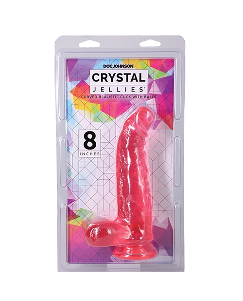 Shop Crystal Jellies 8" Curved Realistic Cock w/Balls - Pink online