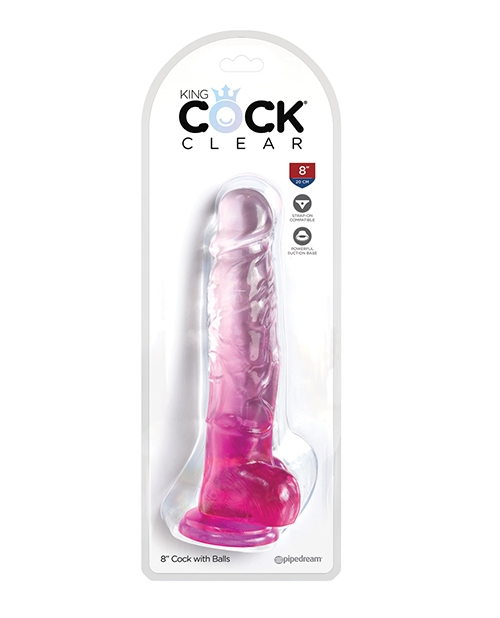 Shop King Cock Clear 8" Cock w/Balls - Pink online
