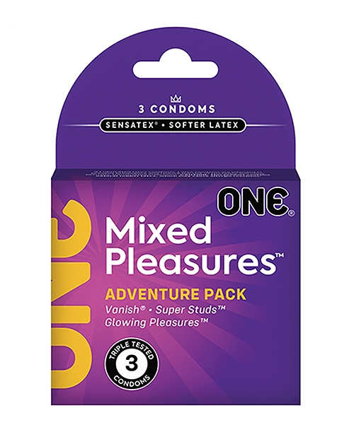 Shop One Mixed Pleasures Condoms - Box of 3 online