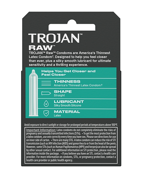 Trojan Raw Condoms - Pack of 3 for sale