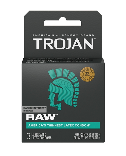 Shop Trojan Raw Condoms - Pack of 3 online