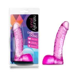 5.5 inch Dildo by Blush in Hot Pink Magenta Fuchsia shown for use by Her or Him