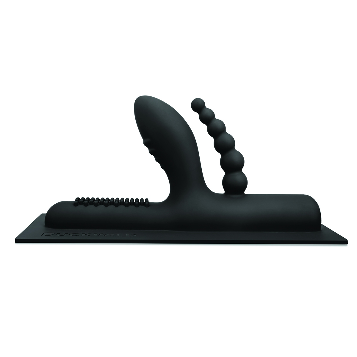 Cowgirl vibrator BuckWild Attachment shown in hand for scale