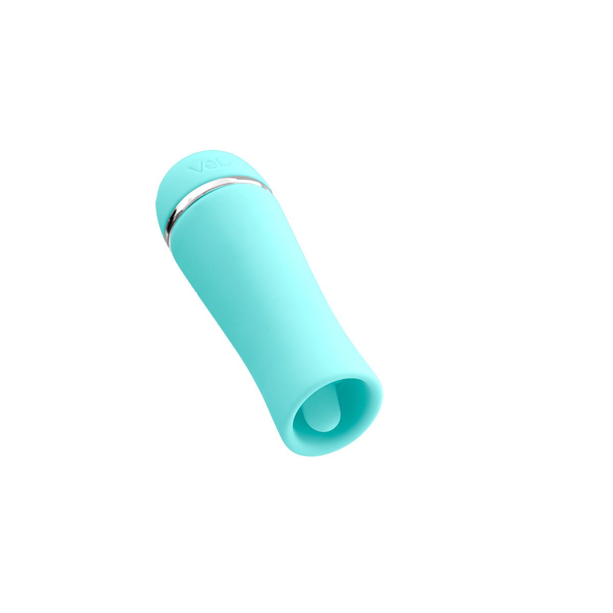 Angled view of the Turquoise VeDO vibrator designed for intimate use