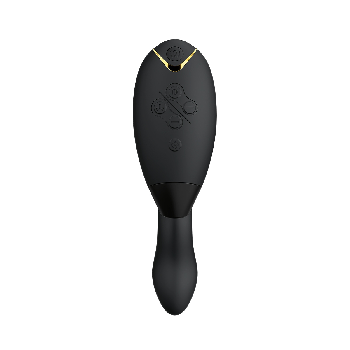 Angled view of the Black Womanizer vibrator designed for intimate use