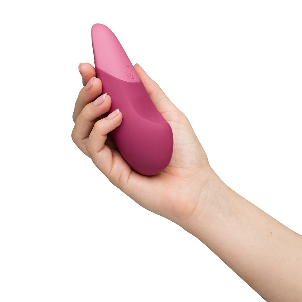 Fully assembled Pink Womanizer vibrator with smooth exterior