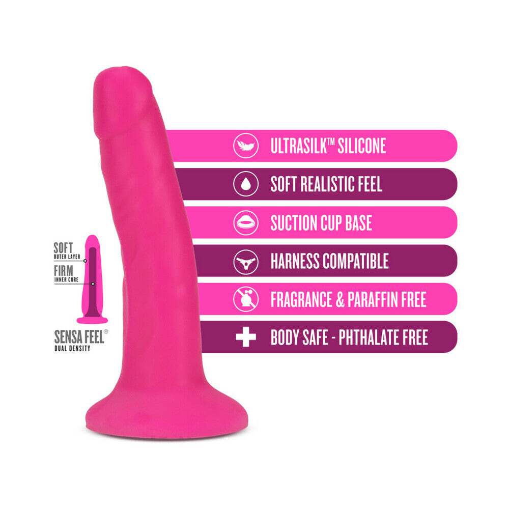 6 inch Dildo by Blush in Blue shown for pegging Her or Him