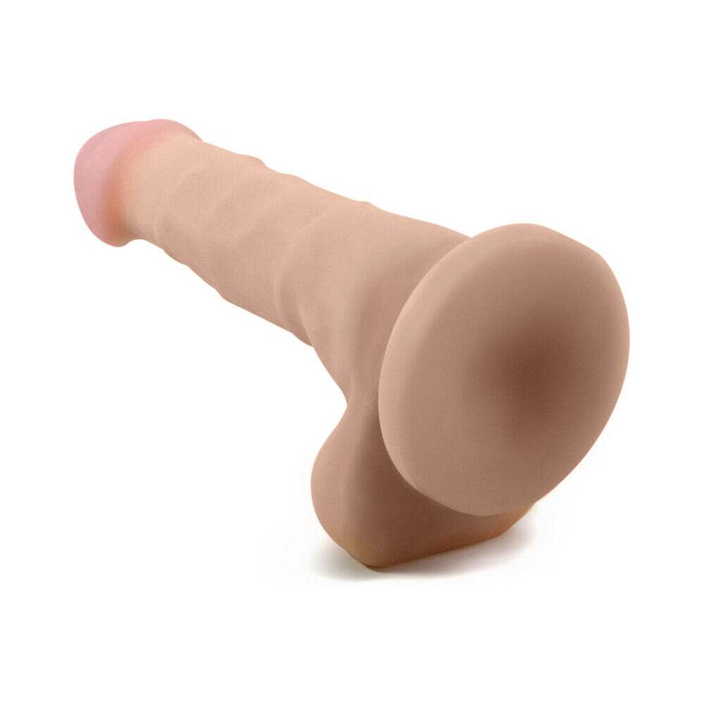 7 inch Dildo by Blush in Vanilla Ivory Beige shown for pegging Her or Him