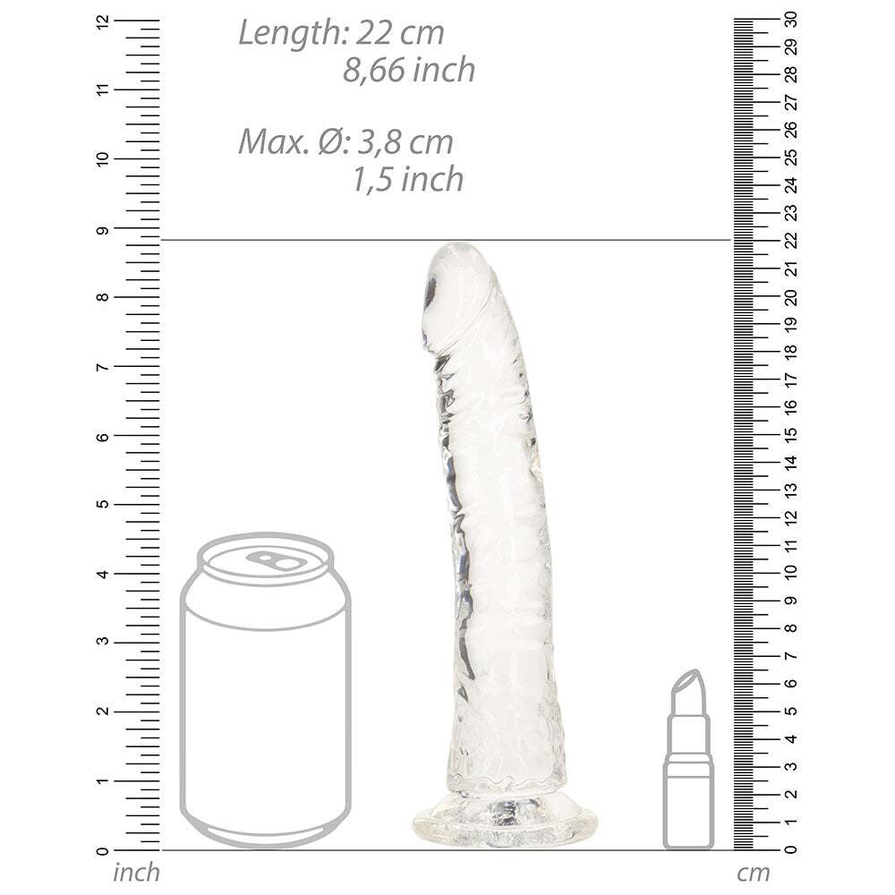 8 inch Dildo by Shots in Clear displayed for pegging Him or Her