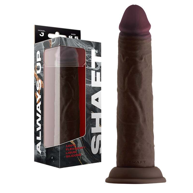 8.5 inch Dildo by Shaft in Dark Brown shown for use by Her or Him