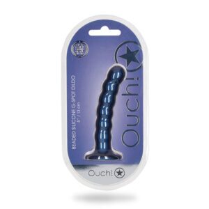 5 inch Dildo Shots Blue Ouch! Beaded Silicone G Spot Metallic