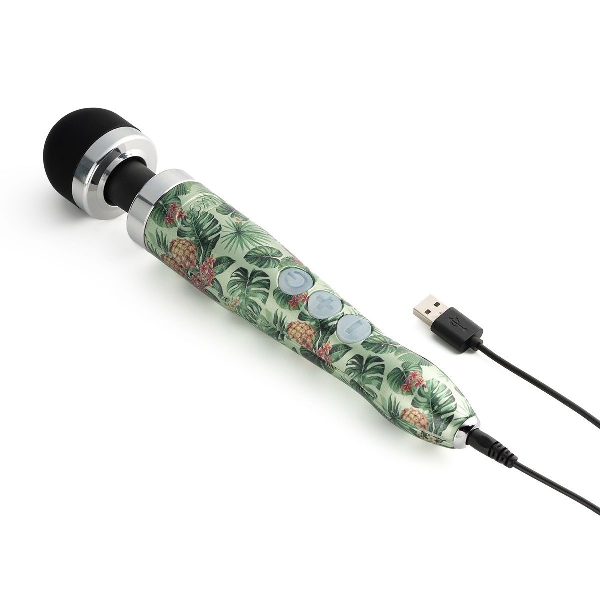 Doxy vibrator Die Cast 3R Pineapple shown in hand for scale
