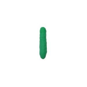 Emojibator vibrator Pickle USB shown in hand for scale