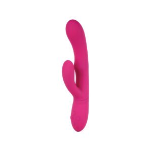 Pink Femme Funn vibrator Ultra Rabbit shown in hand for scale