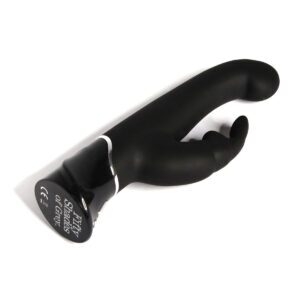 Fifty Shades of Grey vibrator Fifty Shades Greedy Girl Rechargeable G-Spot Rabbit shown in hand for scale