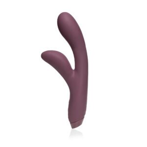 Purple Je Joue vibrator Hera Rabbit shown in hand for scale