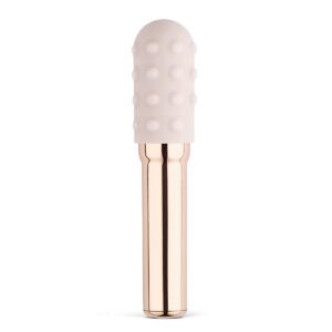 Rose Gold Le Wand vibrator Grand Rose shown in hand for scale