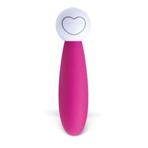 Pink OhMiBod vibrator Lovelife Discover shown in hand for scale