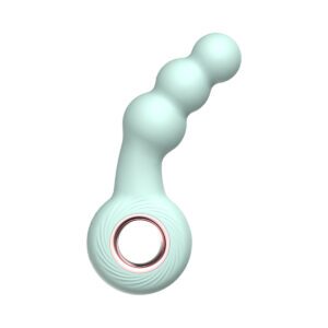 Green Luv Inc vibrator Br15: Beaded Ring shown in hand for scale