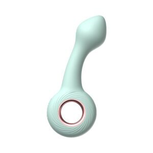 Green Luv Inc vibrator Pt16: Pointed Tip Ring shown in hand for scale