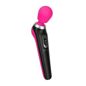 Pink BMS vibrator PalmPower Extreme shown in hand for scale