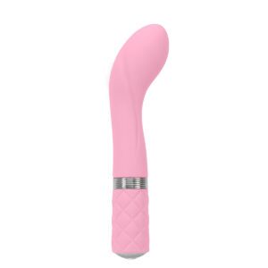 Pink BMS vibrator Pillow Talk Sassy G-Spot shown in hand for scale