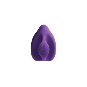 Purple VeDO vibrator Yumi Finger shown in hand for scale