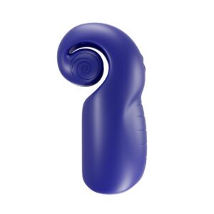 Snail Vibe vibrator Evo Rechargeable Masturbator Navy shown in hand for scale