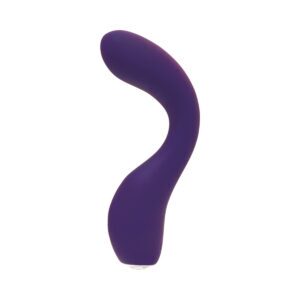 Purple VeDO vibrator Desire Rechargeable Gspot shown in hand for scale