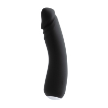 Black VeDO vibrator Rialto Pearl shown in hand for scale