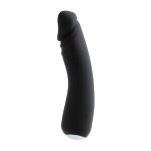 Black VeDO vibrator Rialto Pearl shown in hand for scale