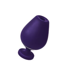 Purple VeDO vibrator Vino Sonic shown in hand for scale