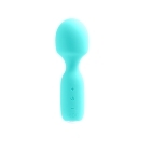 Turquoise VeDO vibrator Wini Mini shown in hand for scale