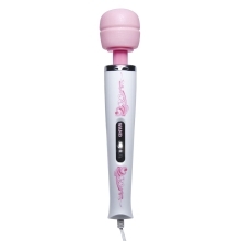 Pink XR Brands vibrator Essentials 7-Speed Corded shown in hand for scale
